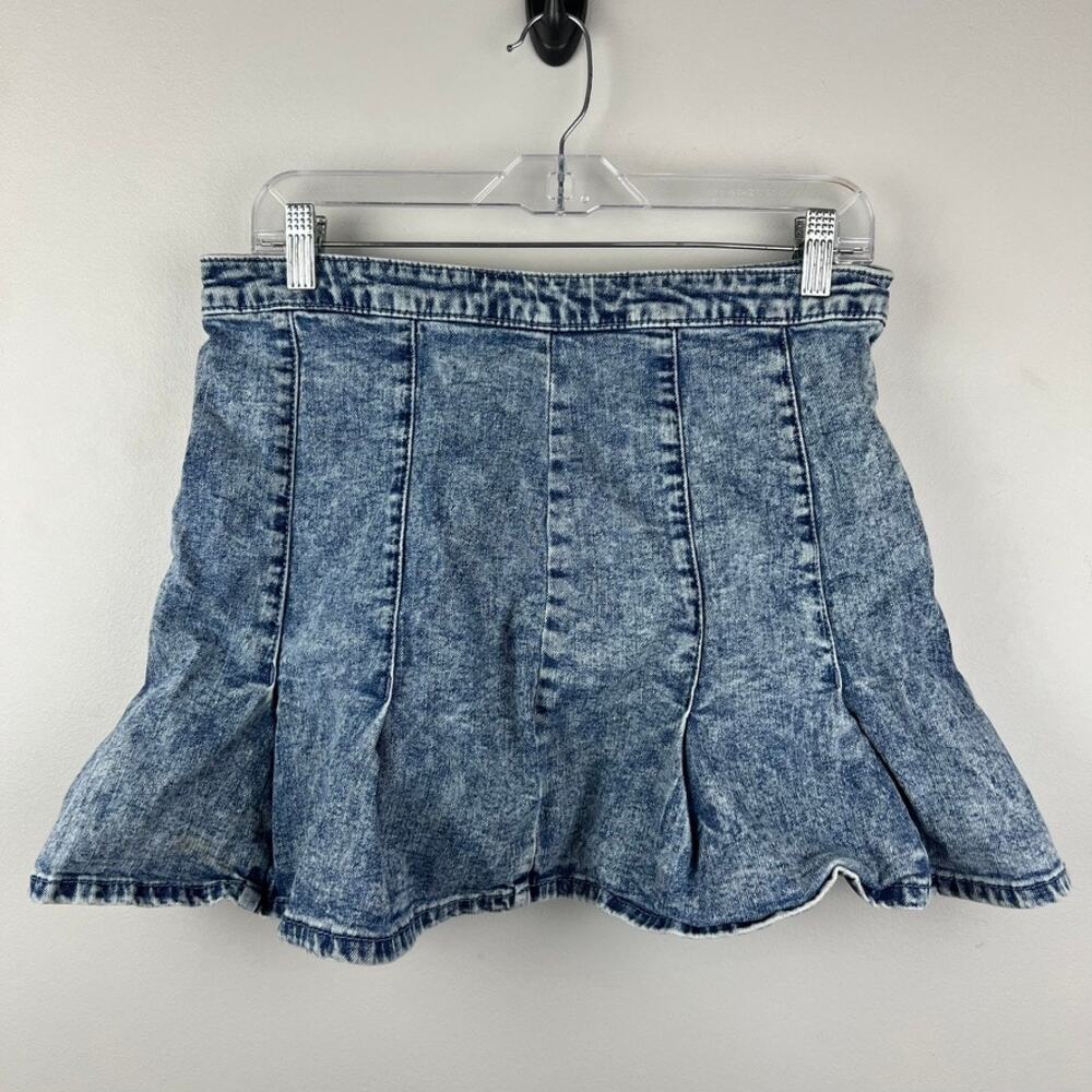 Vintage No Boundaries Juniors Denim High-Rise Pleated Mini Skirt Size 13